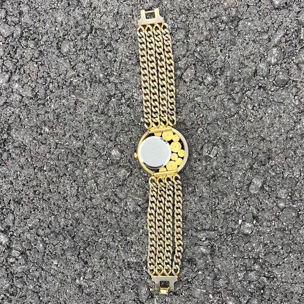 Quartex gold tone watch with gray & white rhinestones - Picture 6 of 6